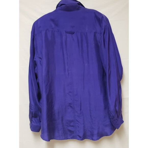 Marmie West Women’s 100% Silk Button-Up Shirt Deep Purple Long Sleeve Size M NWT - Picture 2 of 13